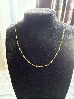 Delicate Gold Bead Station Necklace - Women's Jewelry